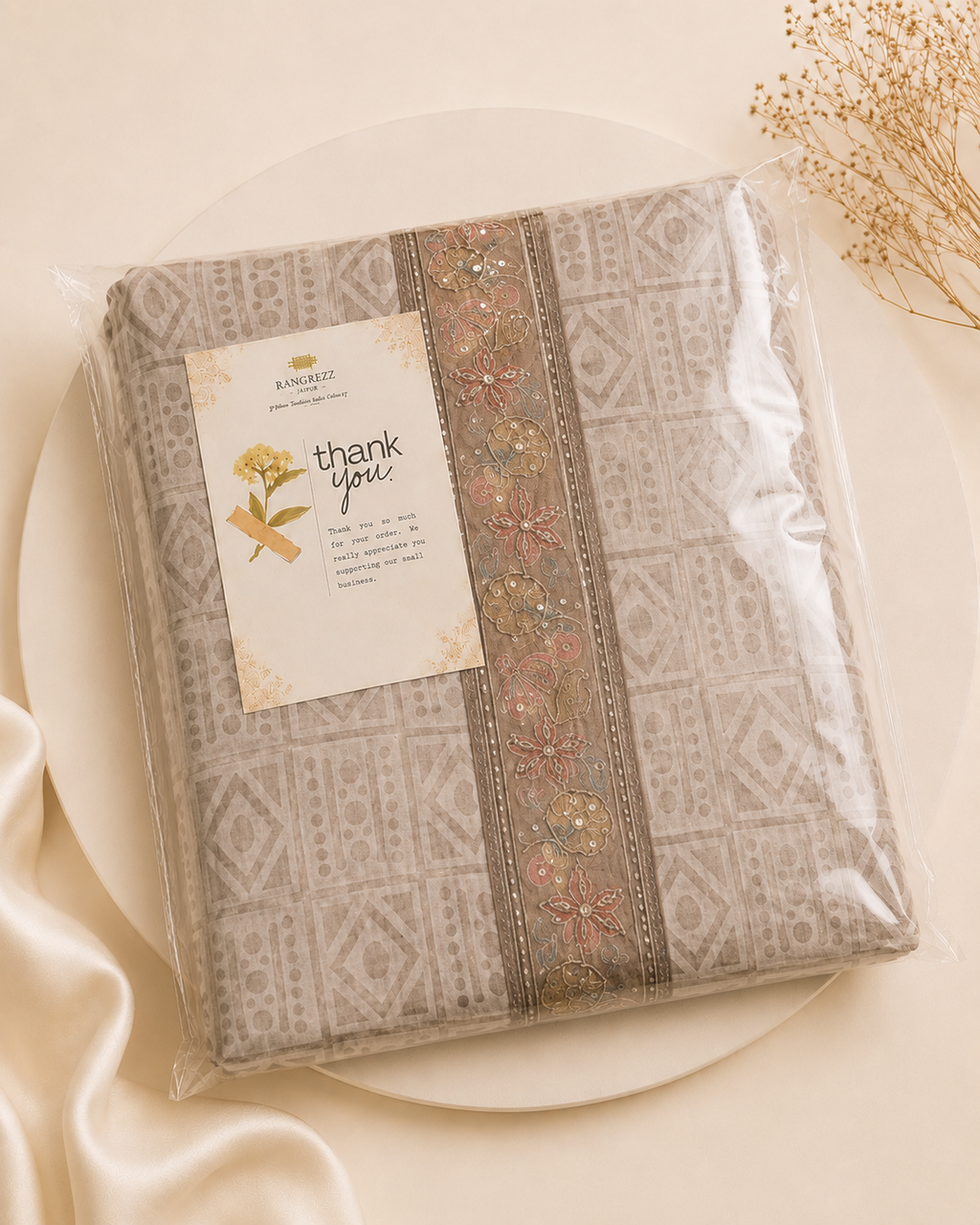 Jhamdhani Cotton Unstitched Suit with Jhamdhani Cotton Dupatta