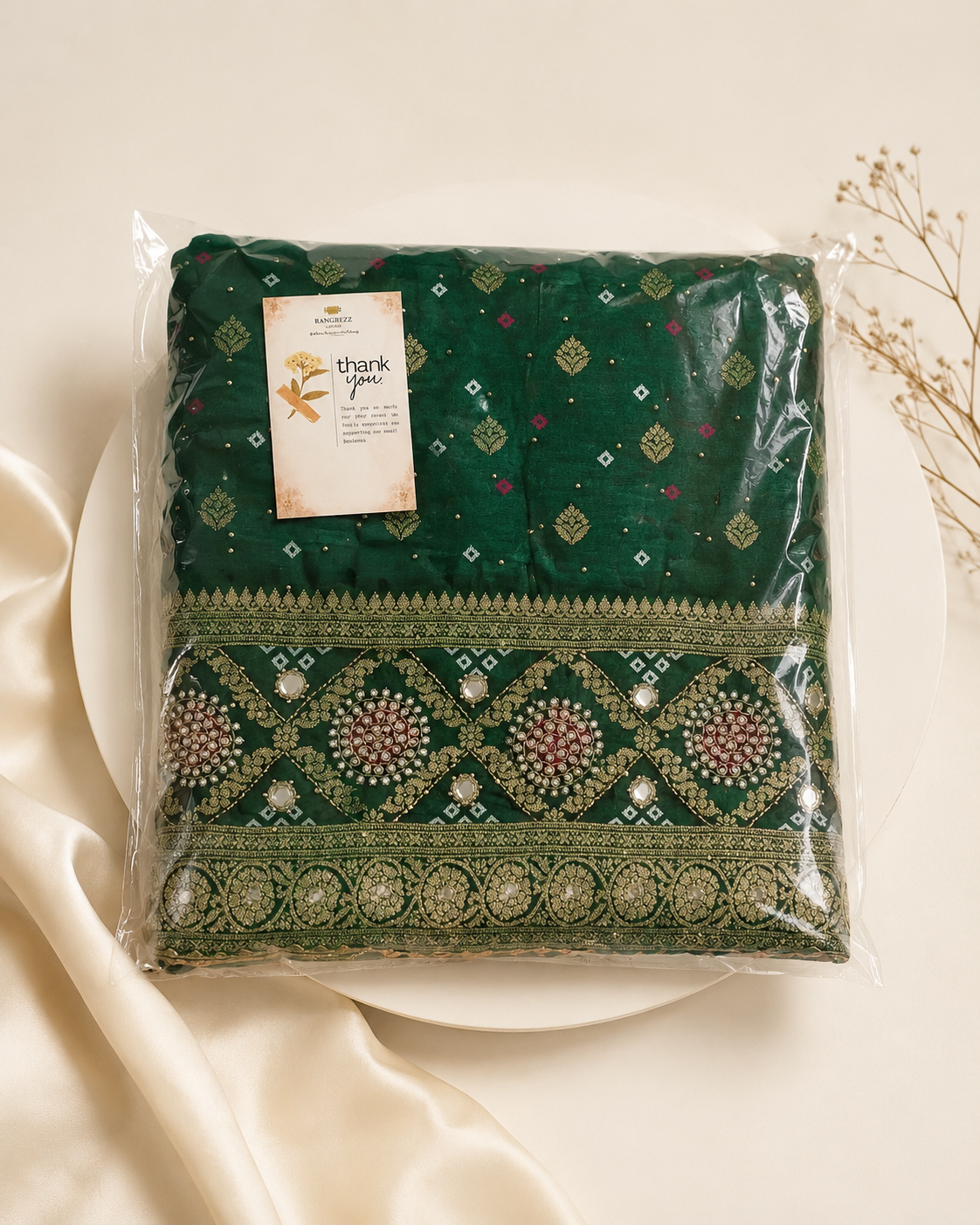Zari Bagh Bandhej Unstitched Suit