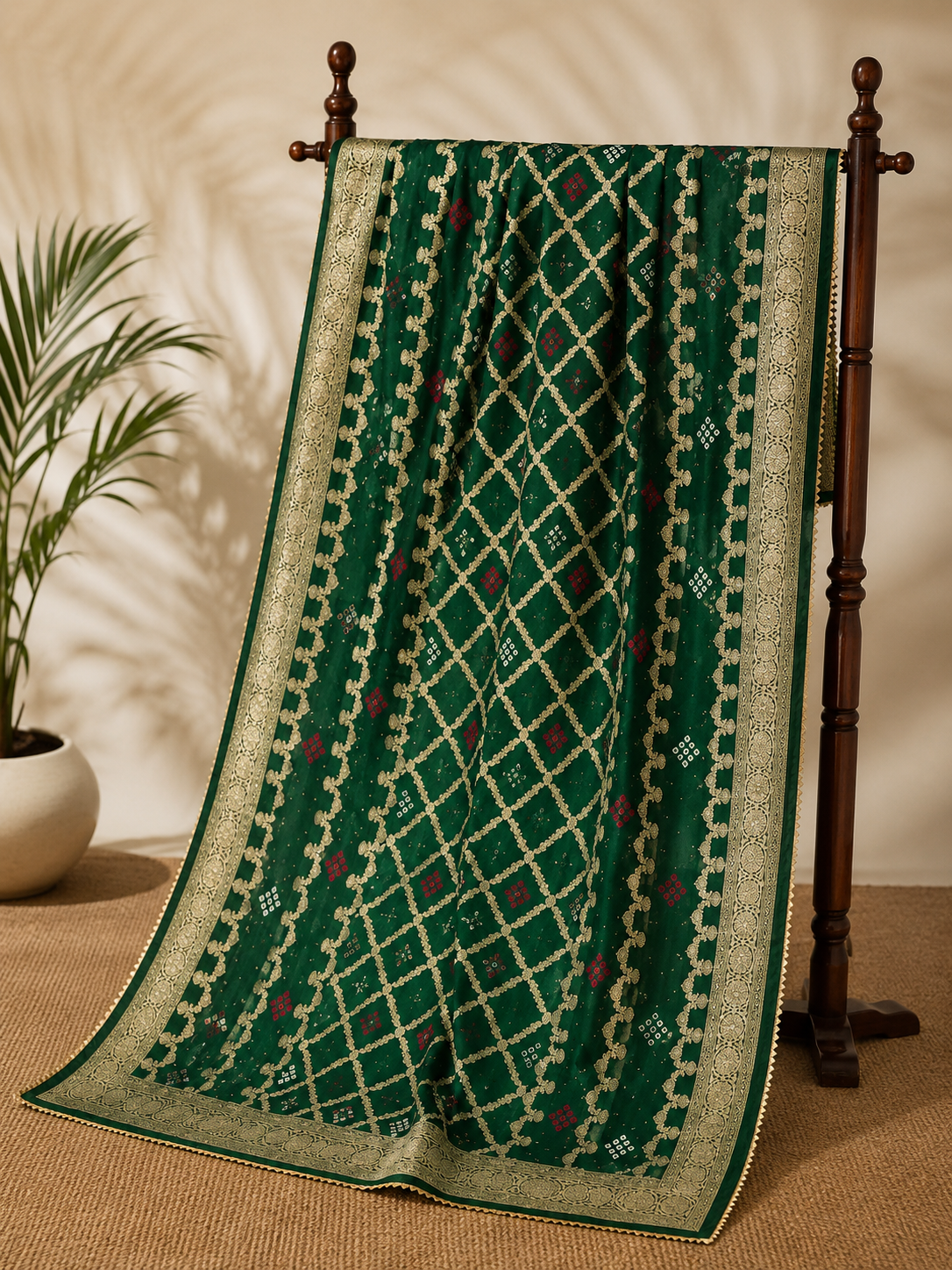 Zari Bagh Bandhej Unstitched Suit