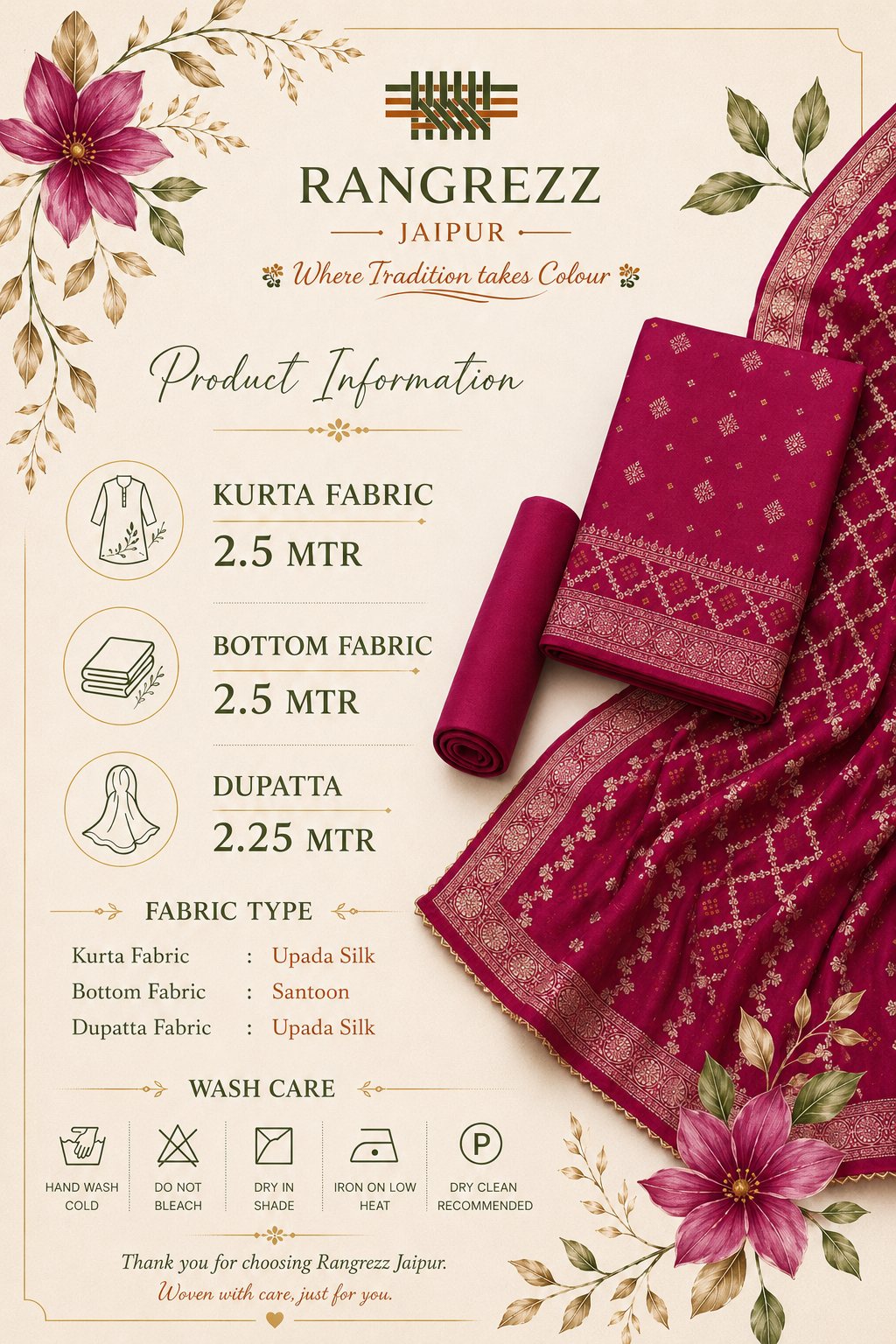 Rani Noor Bandhej Unstitched Suit Set