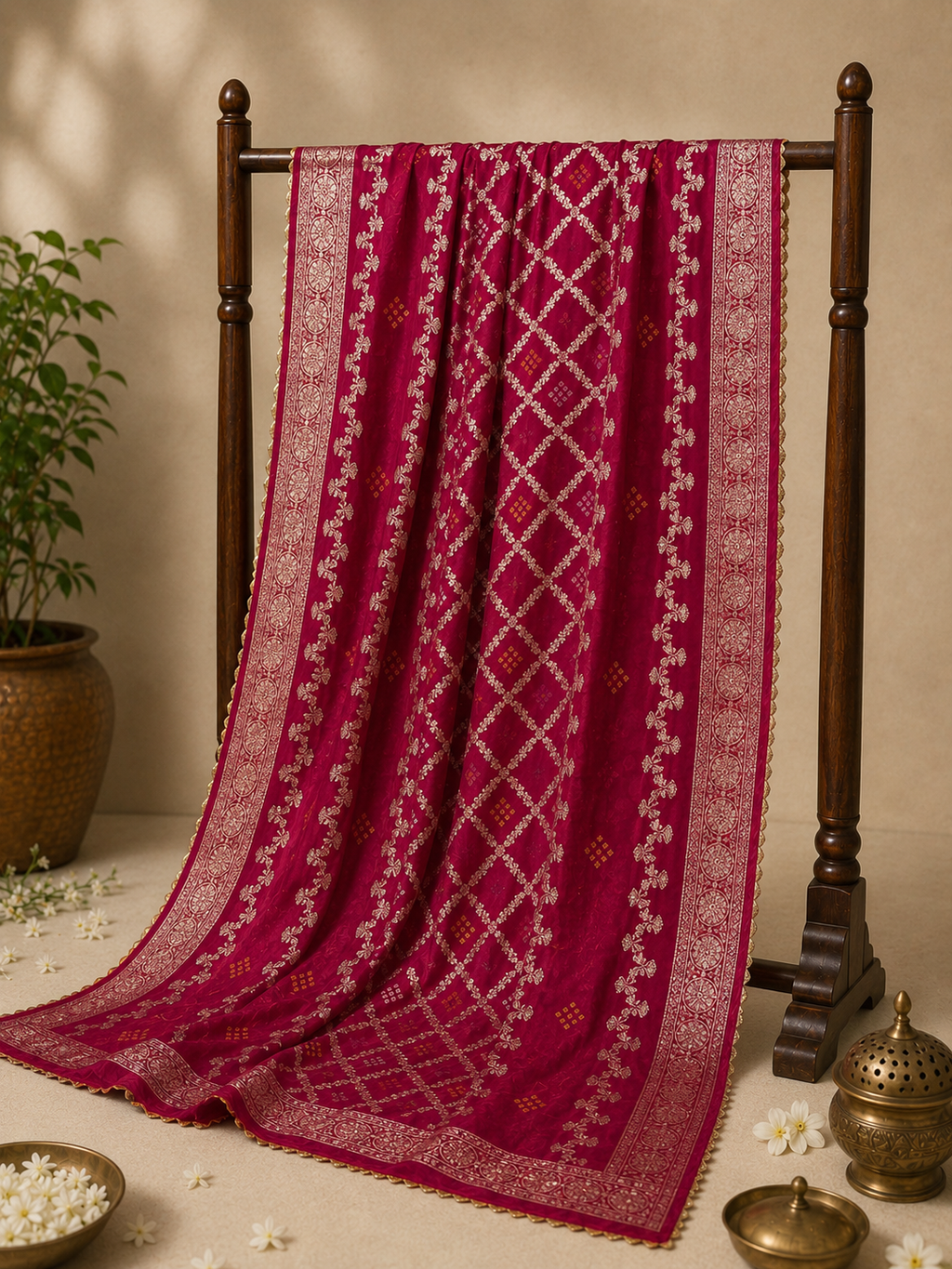 Rani Noor Bandhej Unstitched Suit Set