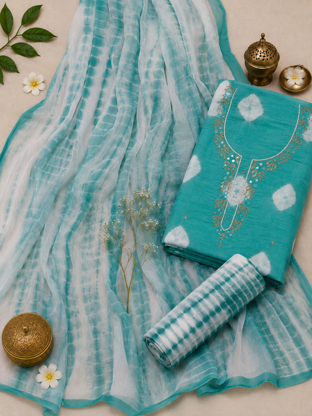 Neelambri Bandhej Unstitched Suit