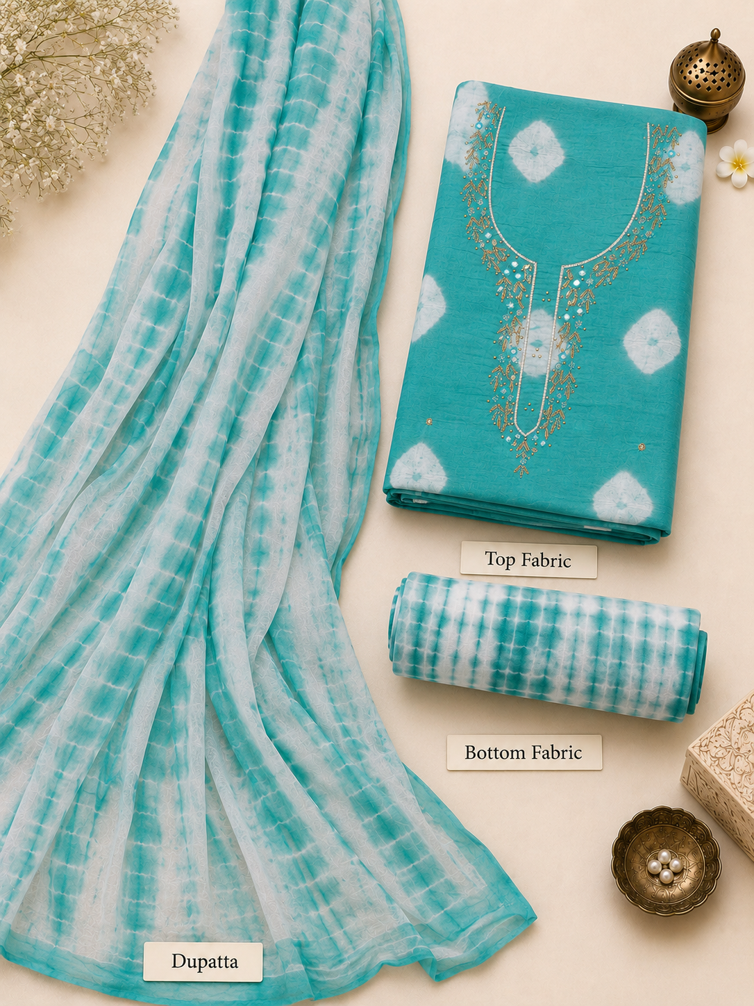 Neelambri Bandhej Unstitched Suit