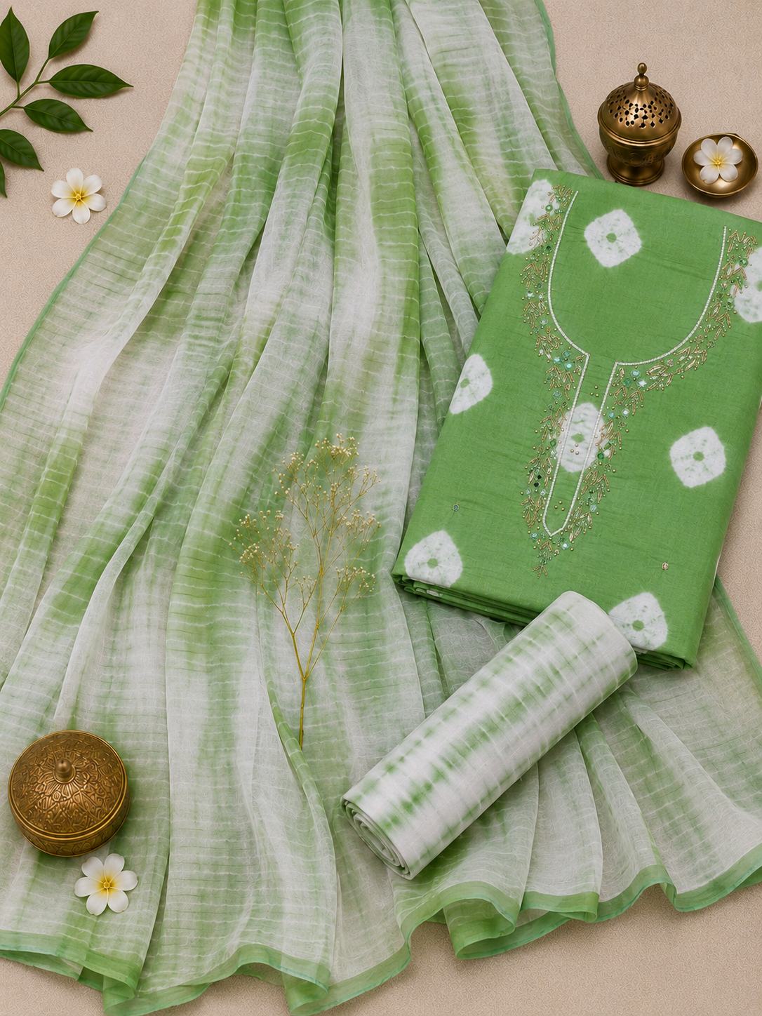 Neelambri Bandhej Unstitched Suit