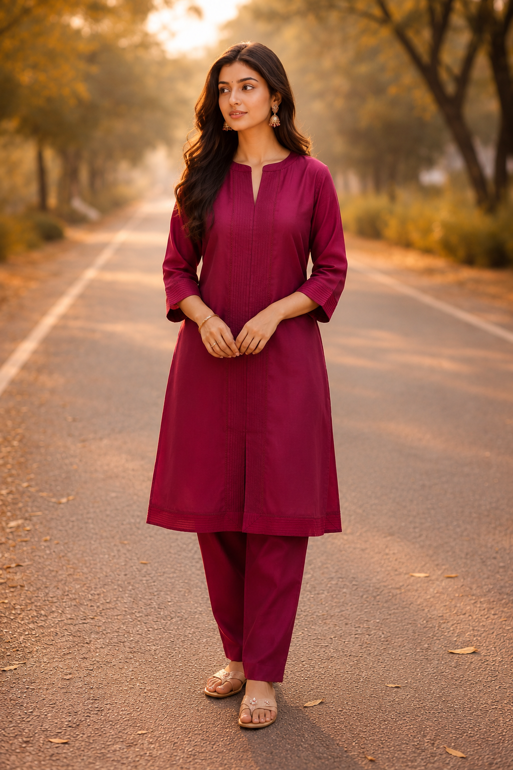 Zehra Wine Co-ord Set
