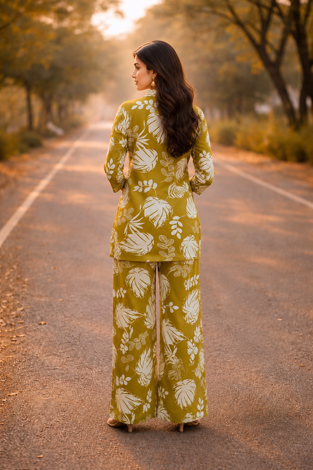 Olive Floral Cotton Co-Ord Set
