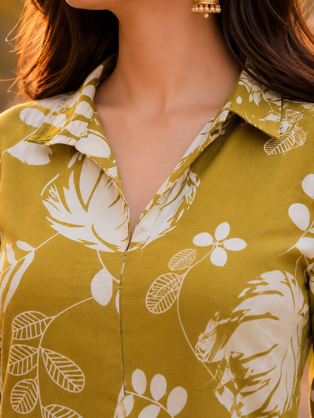 Olive Floral Cotton Co-Ord Set