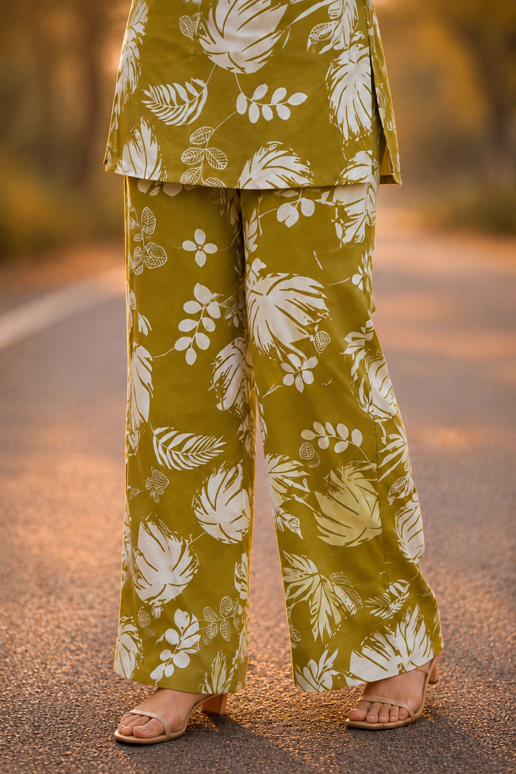 Olive Floral Cotton Co-Ord Set