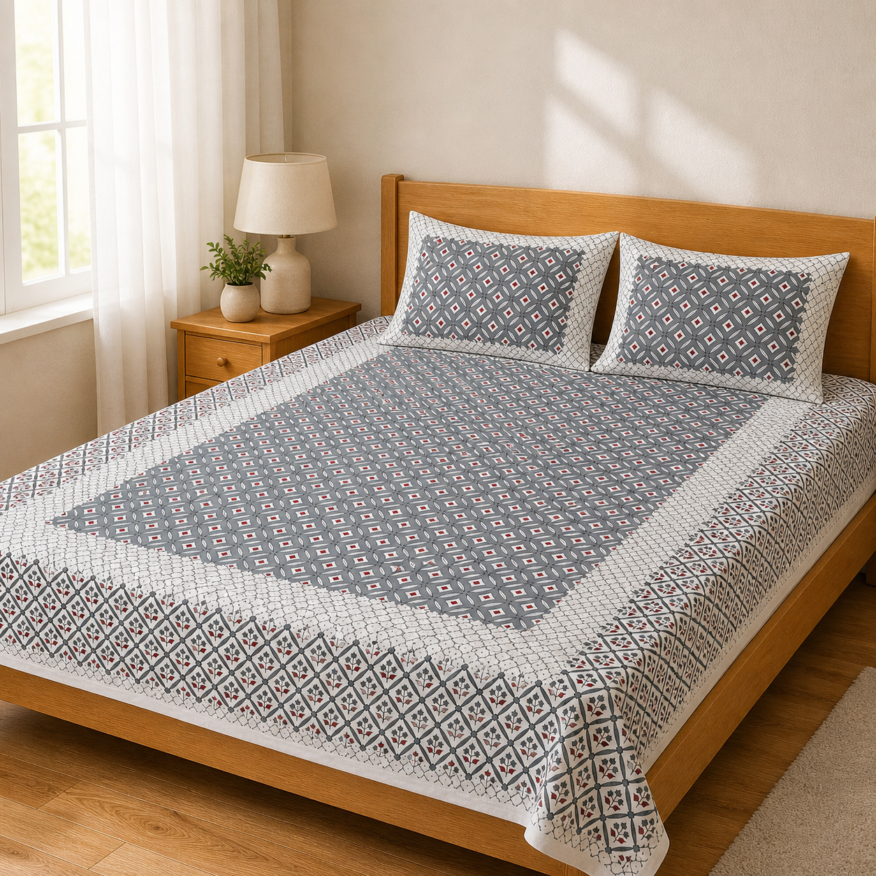 Jaipuri Cotton King size Bedsheet (90x108 inch)
