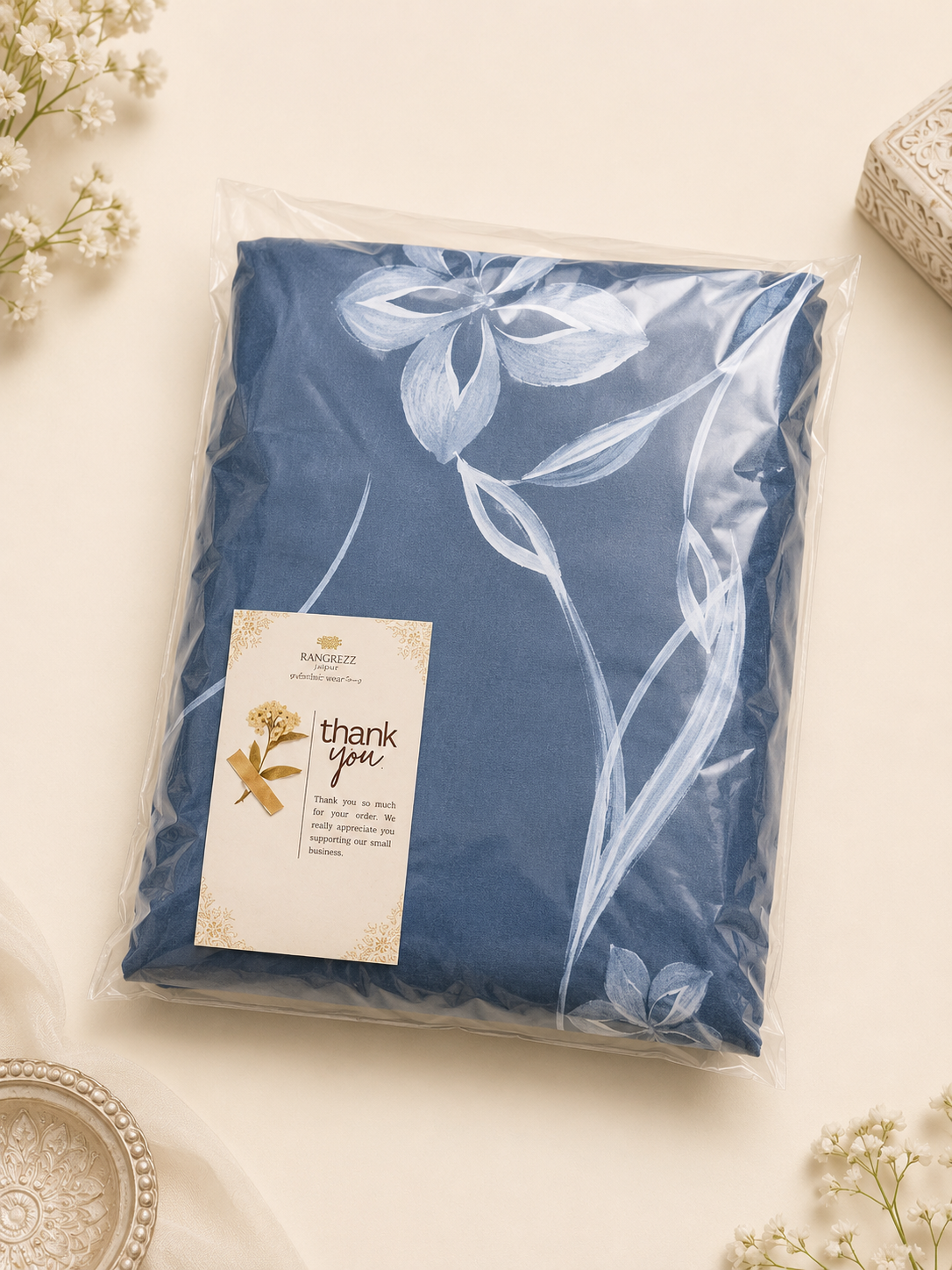 Blue Floral Cotton Suit Set