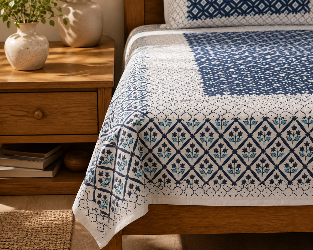 Jaipuri Cotton King size Bedsheet (90x108 inch)