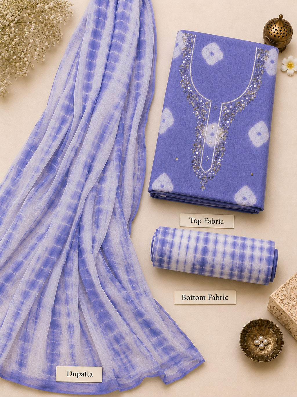 Neelambri Bandhej Unstitched Suit