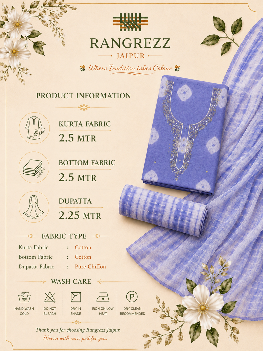 Neelambri Bandhej Unstitched Suit