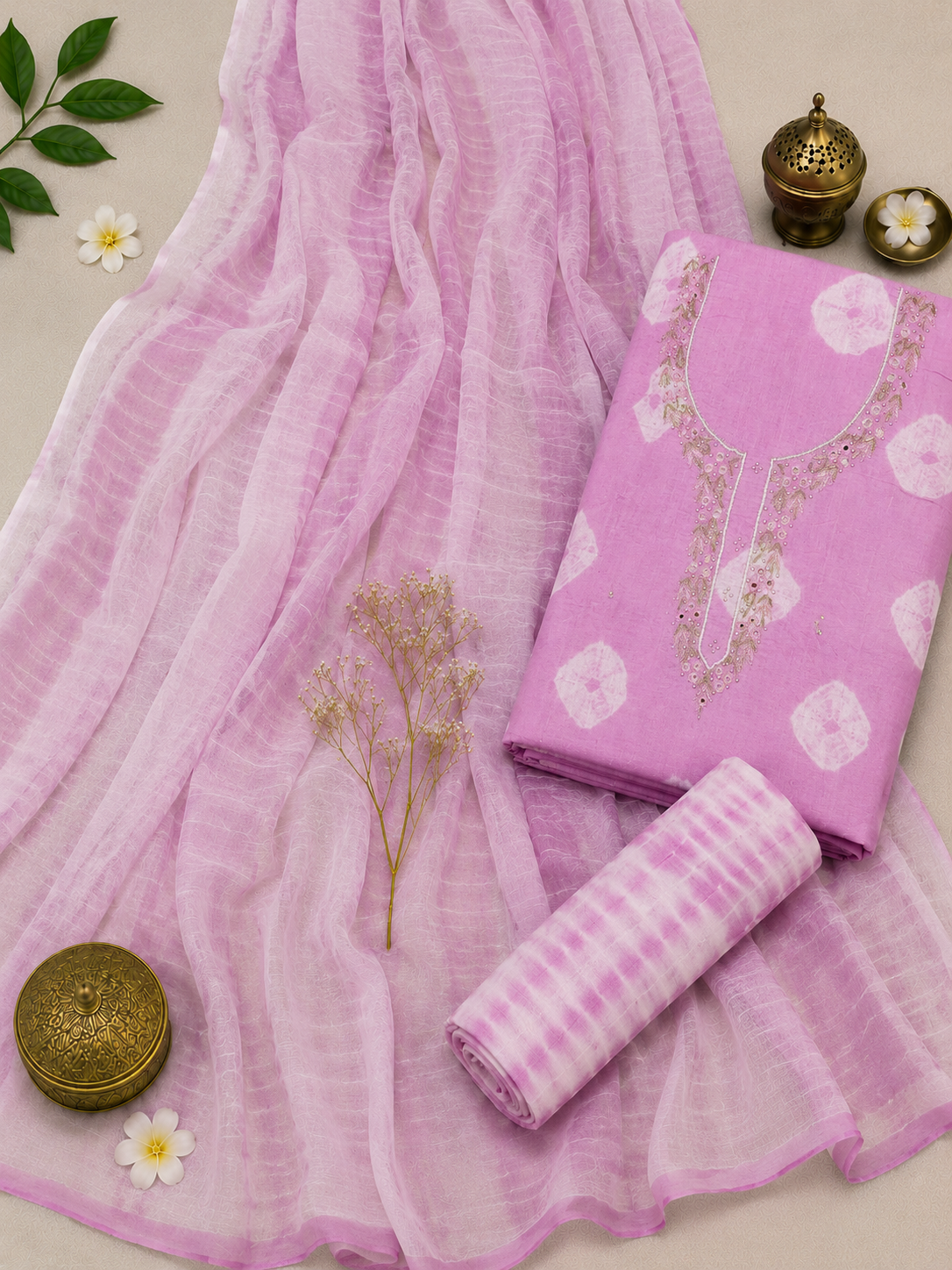 Neelambri Bandhej Unstitched Suit