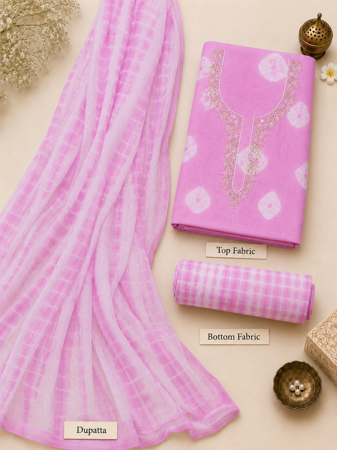 Neelambri Bandhej Unstitched Suit