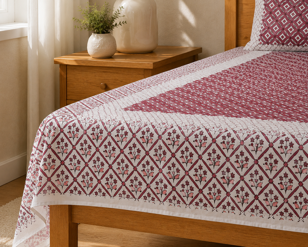 Jaipuri Cotton King size Bedsheet (90x108 inch)