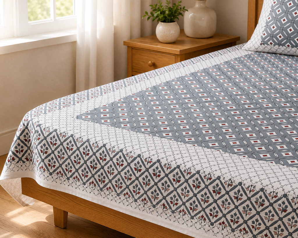Jaipuri Cotton King size Bedsheet (90x108 inch)