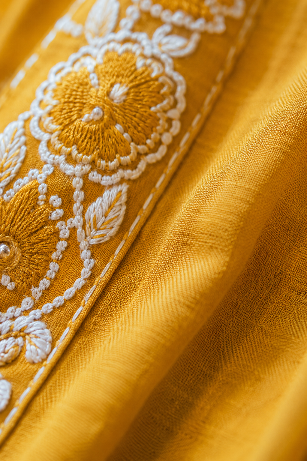 Mustard Bloom Cotton Embroidered Suit Set