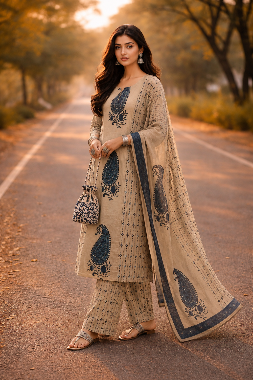 Paisley Print Cotton Suit Set