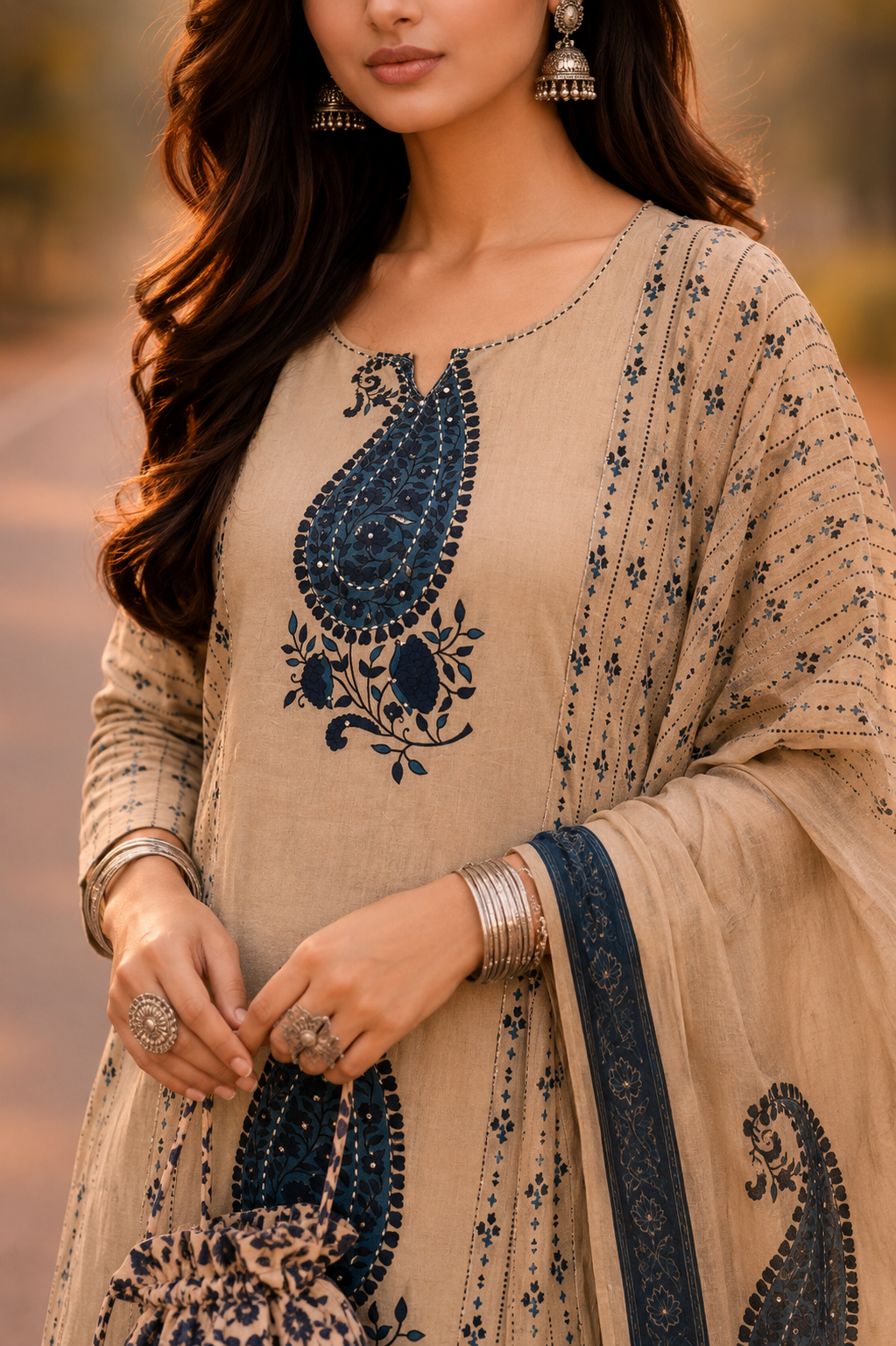 Paisley Print Cotton Suit Set