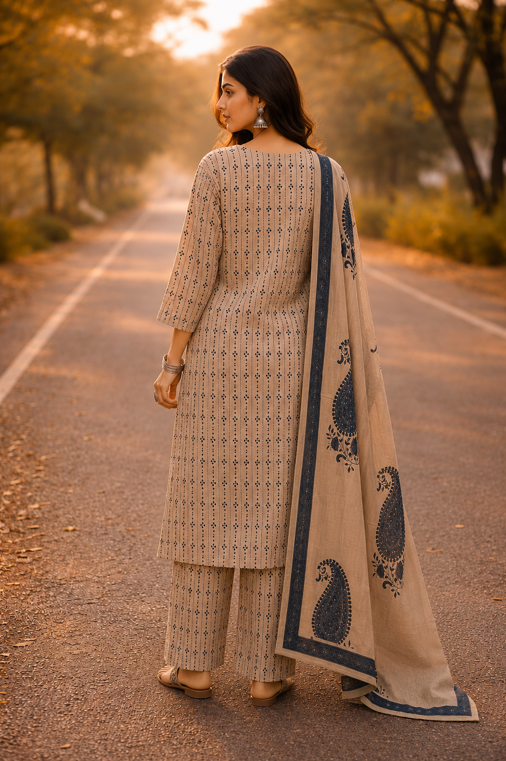 Paisley Print Cotton Suit Set