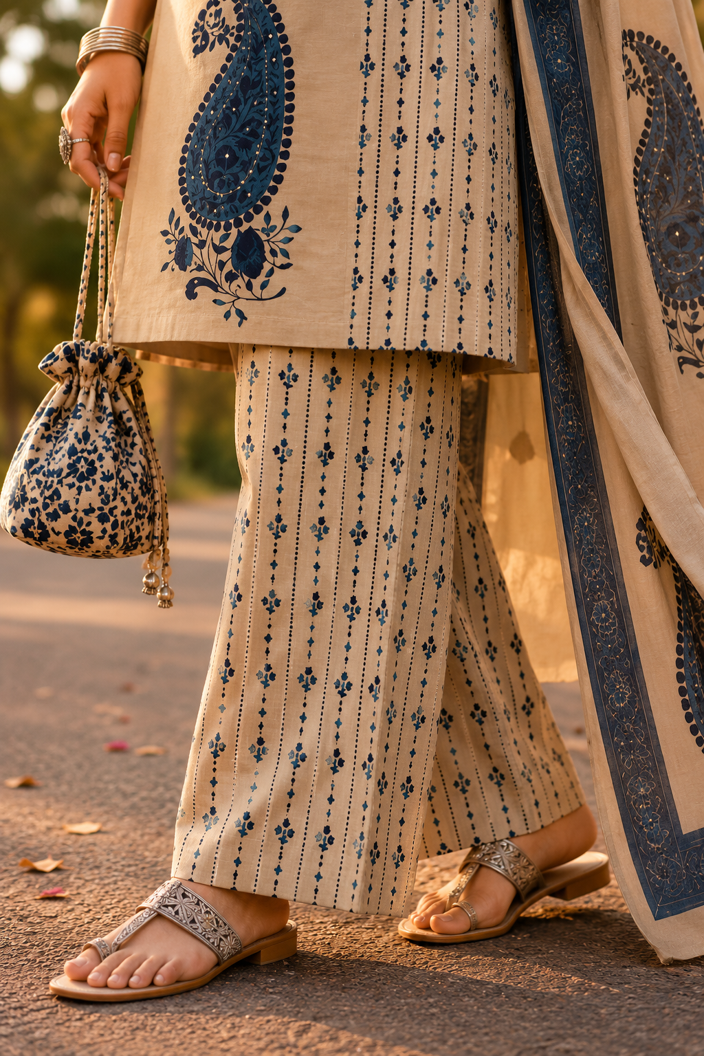 Paisley Print Cotton Suit Set