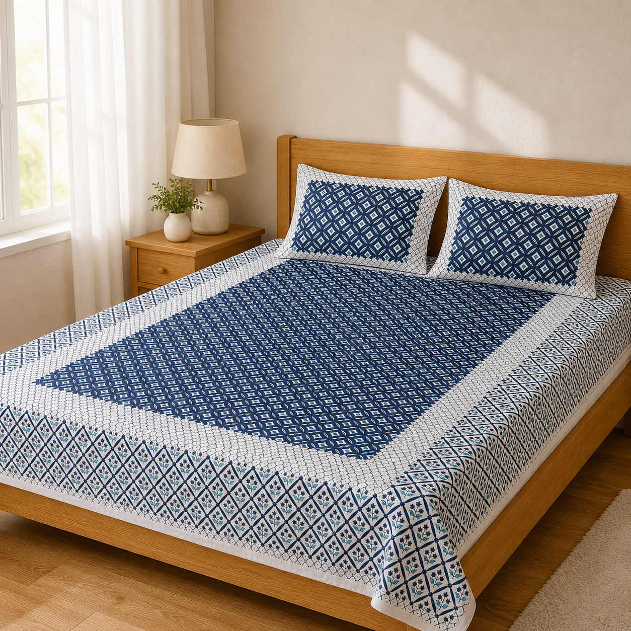 Jaipuri Cotton King size Bedsheet (90x108 inch)