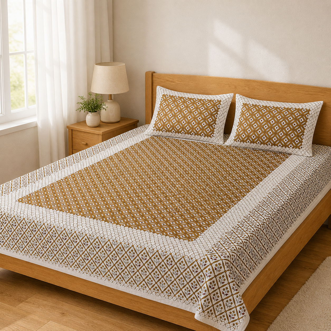 Jaipuri Cotton King size Bedsheet (90x108 inch)