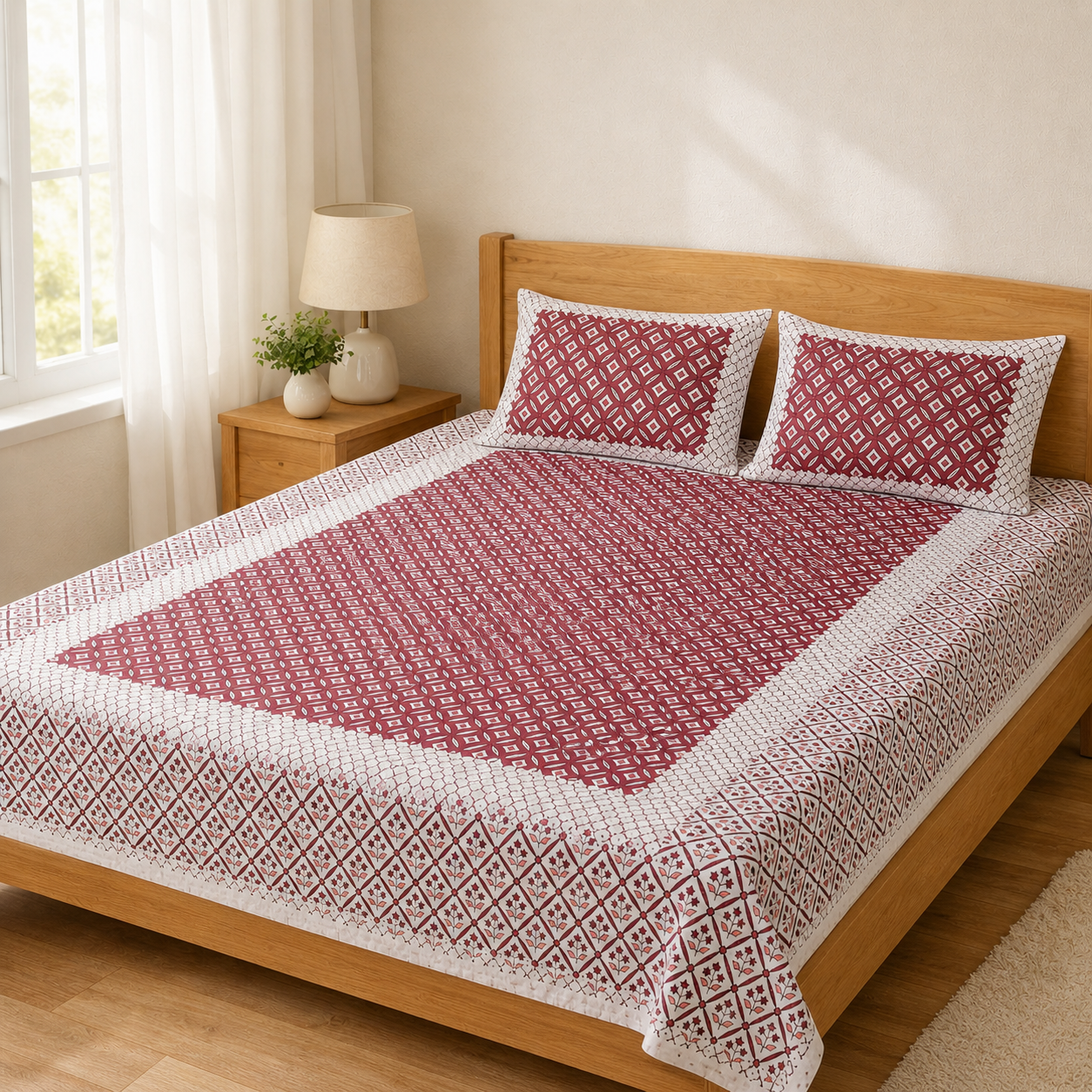 Jaipuri Cotton King size Bedsheet (90x108 inch)