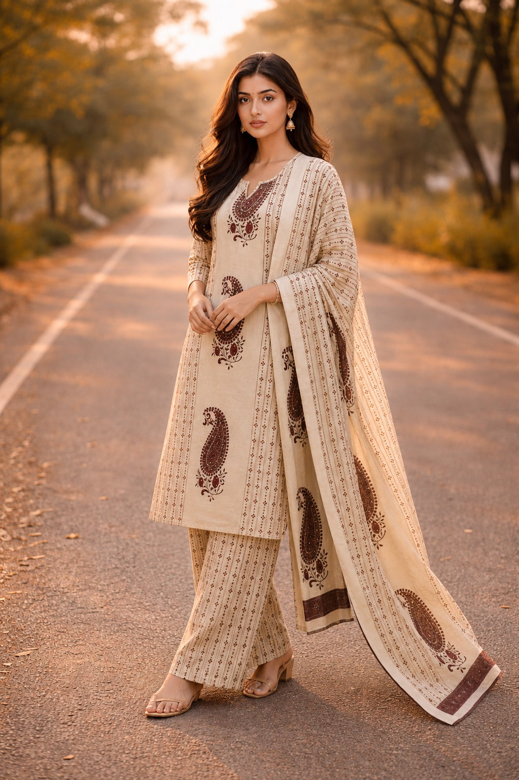 Paisley Print Cotton Suit Set