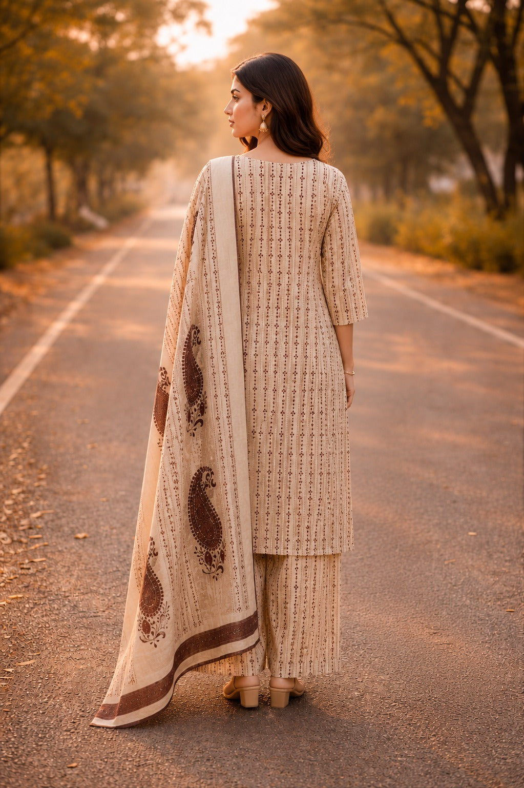 Paisley Print Cotton Suit Set