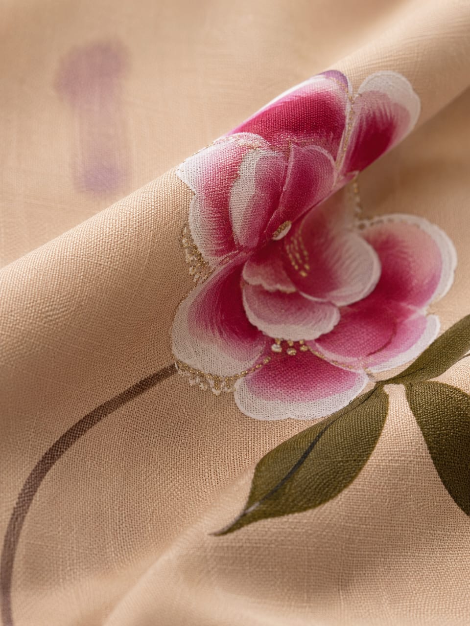 Brush Paint Cotton Suit with Chiffon Dupatta