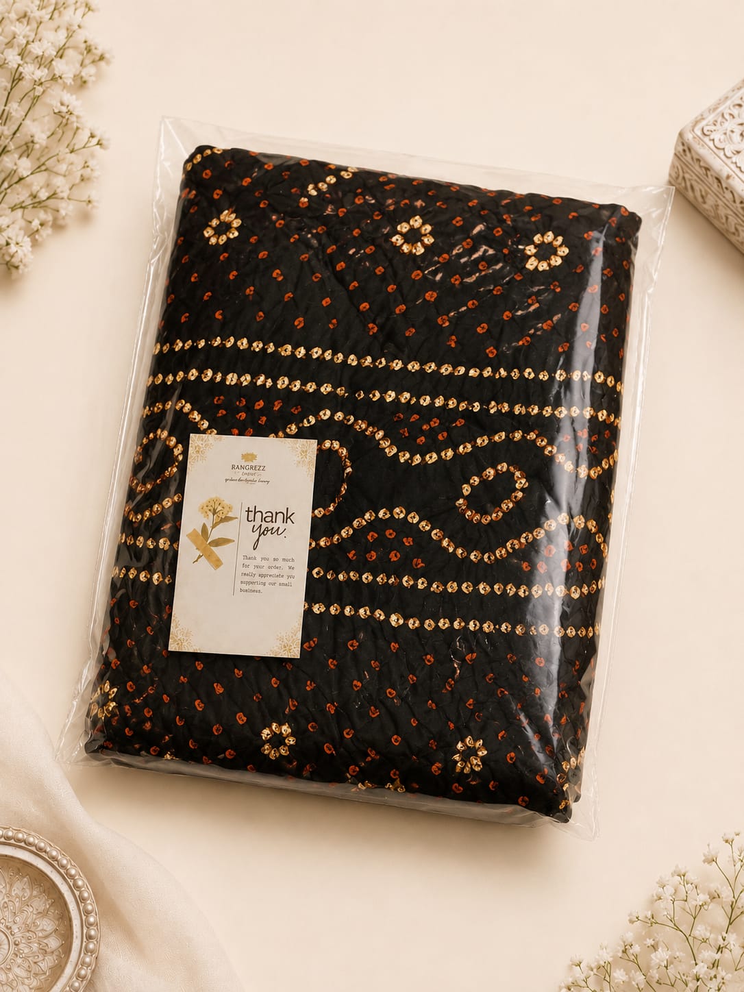 Bandhej Cotton Suit with Cotton Dupatta